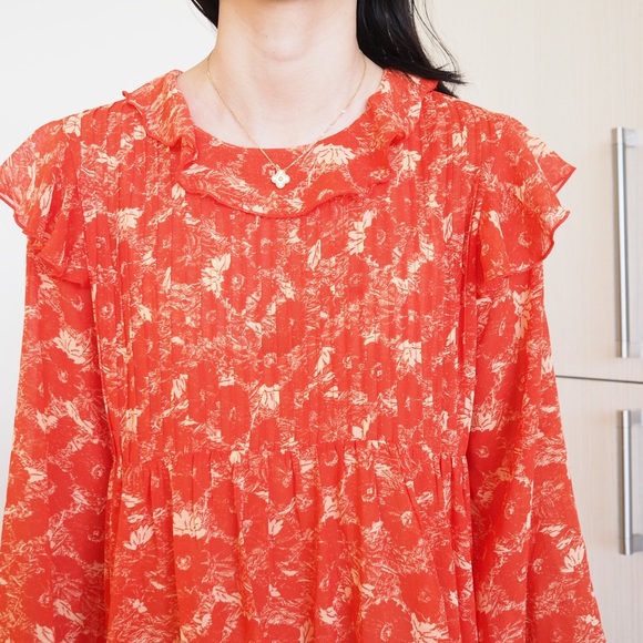 Free People Floral Long-Sleeve Mini Dress - Picture 3 of 8